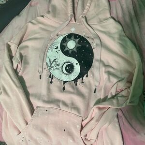 Pink Hoodie with Yin Yang Design